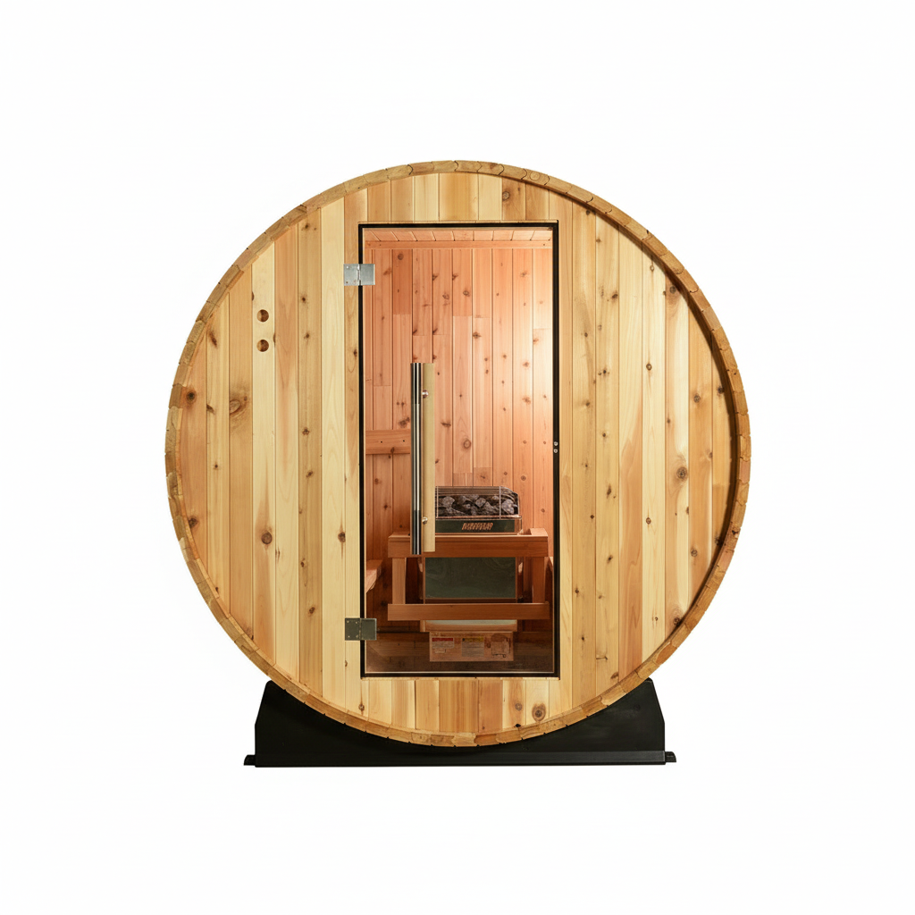 Almost Heaven Saunas Duet 2-Person Outdoor Barrel Sauna | 6 kW Electric Heater, 240V Steam Sauna