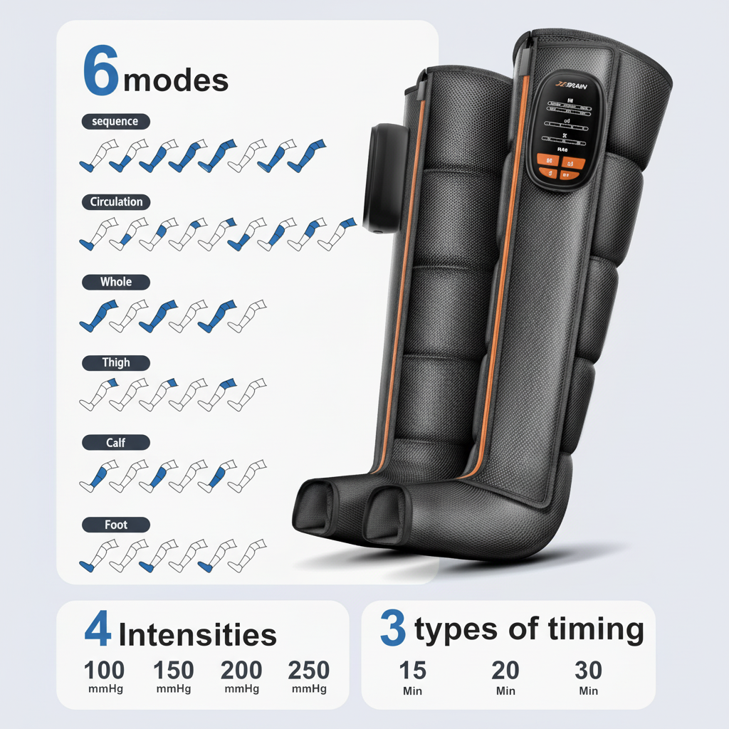 Air Compression Leg Recovery Boots | Rechargeable Full-Leg Compression System for Thighs, Calves & Feet — Model FE-7400